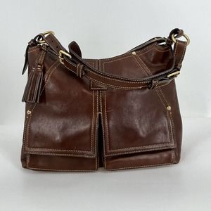 Dooney & Bourke Kingston Florentine HoBo Shoulder Satchel Bag Purse Chestnut